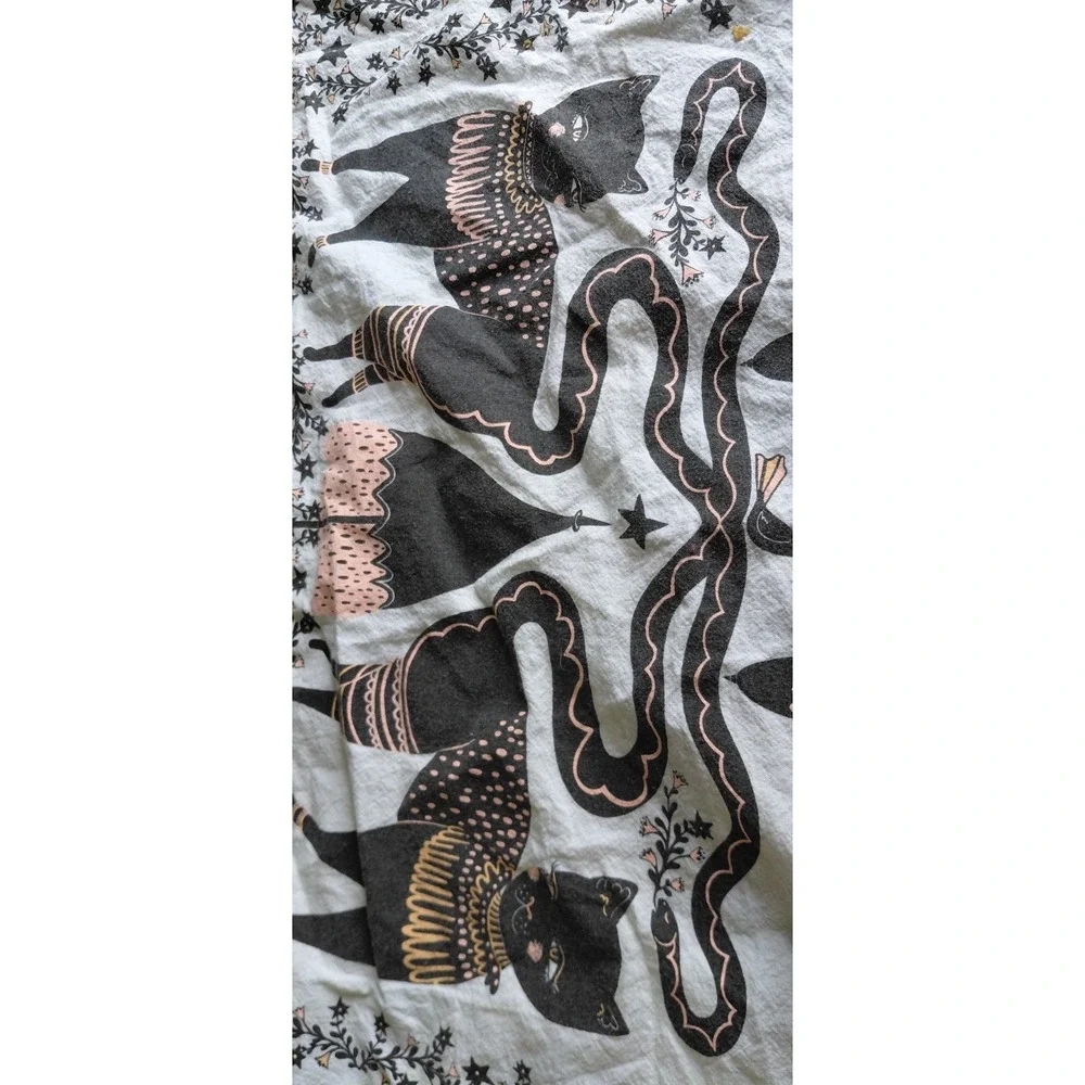 printed illustration bandana whimsical occult Gothic textil Decorative tea towel